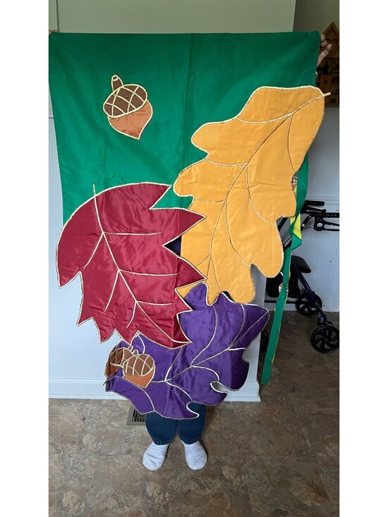Other - Fall Leaves Wind Sock Banner With Acorns & Green Background